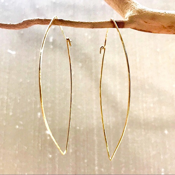 ✨Gold Artisan Made Marquis Earrings✨ - Picture 2 of 5